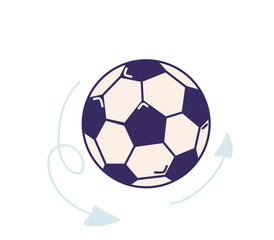 Soccer ball, move arrow vector illustration. Soccerball isolated on