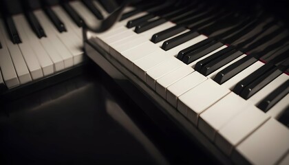 Piano Keys Reflecting Soft Light Monochromatic Upscaled 3