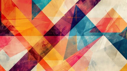 Abstract geometric pattern with colorful triangles and textures