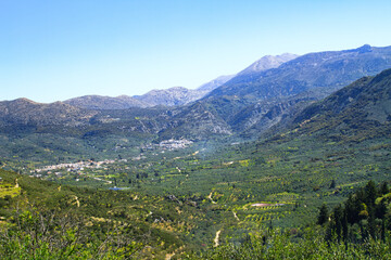 Dikti mountains range alpine landscape, famous travel destination, Lasithi Region, Crete, Greece.