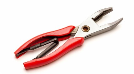Obraz premium A pair of pliers, versatile and strong, ideal for gripping and bending materials, essential in any toolbox, isolated on white background