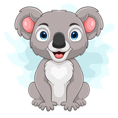 Cartoon funny little koala sitting