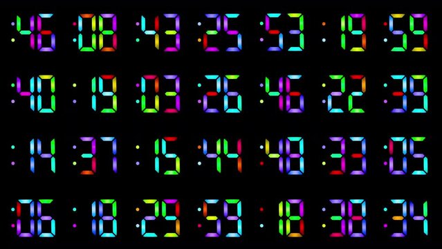 rainbow digital numbers clock