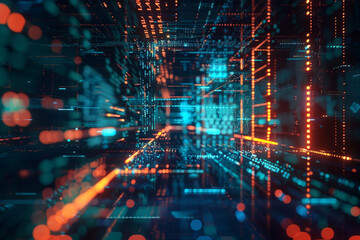 AI and big data integration captured in an abstract tech landscape highlighting the power of analysis  