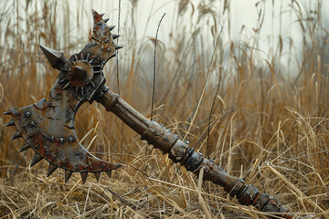 Brutal spiked battle axe, exuding an aura of intimidation on the battlefield.