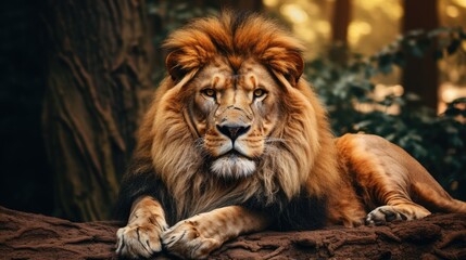 Fototapeta premium a image majestic lion in its natural habitat