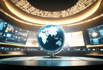 'news breaking report background studio world gital rotating earth global television digital technology cyberspace business communication grooved space map network headline design modern'