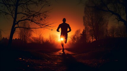 silhouette of person running outdoors