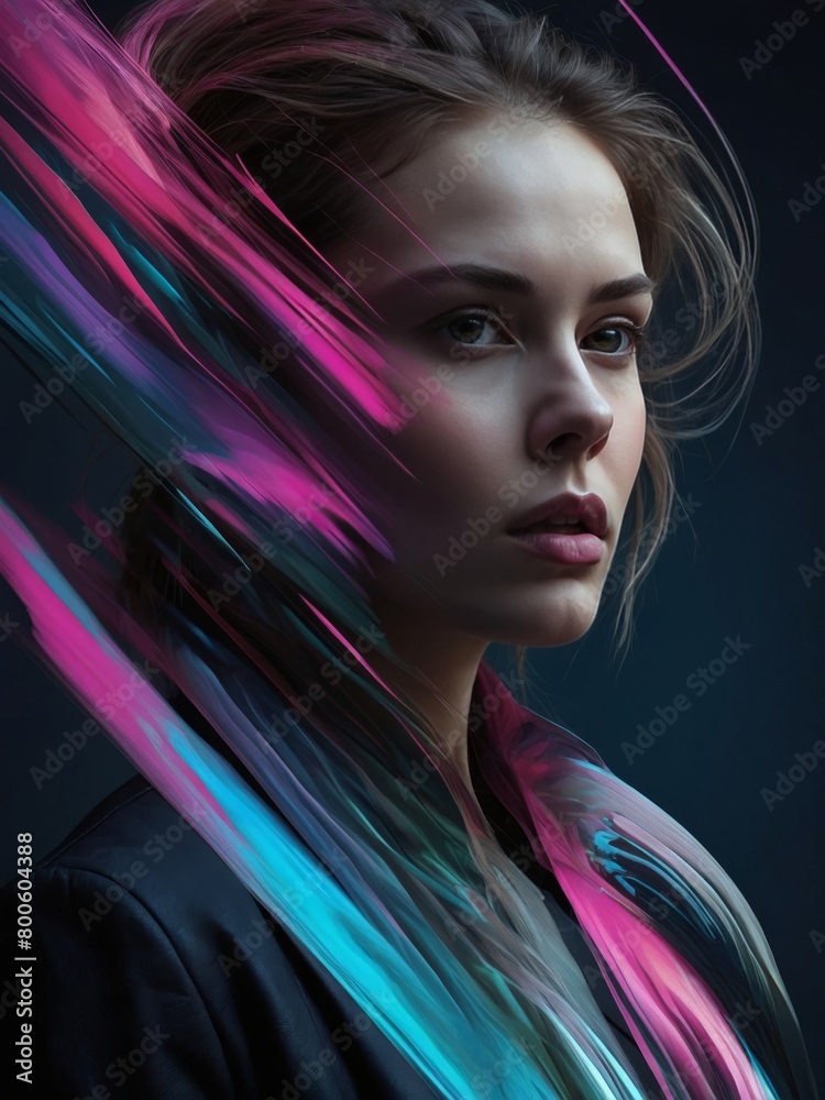 Poster abstract neural network synapse - digital artistic visualization of data analysis