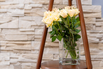 Beautiful white roses in a home vase