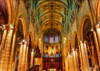 Fototapeta na wymiar Basilica Pulpit Altar Arches Saint Nizier Church Lyon France