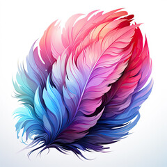 Obraz premium Watercolor soft pastel detailed feather in watercolor style vector, clipart Illustration, Generative Ai