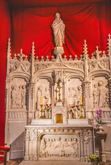 Mary Statue Chapel Altar Basilica Saint Nizier Church Lyon France - 800606148