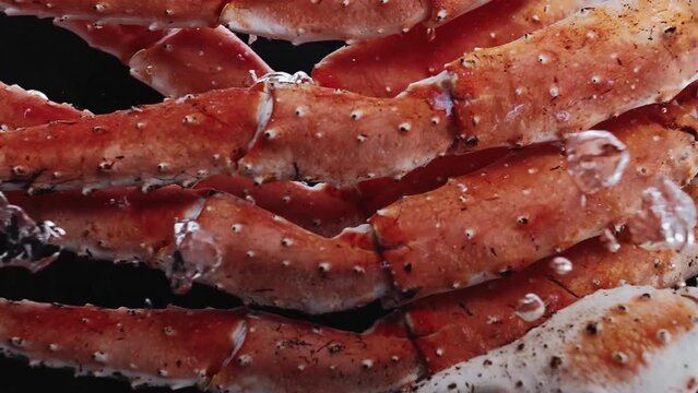 Claw and legs of the giant snow crab are cooked 