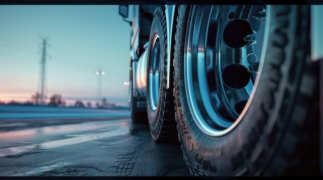 This image captures the intricate details of a truck's undercarriage and rear wheels, highlighting the machinery and its design