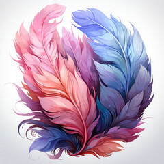 Obraz premium Watercolor soft pastel detailed feather in watercolor style vector, clipart Illustration, Generative Ai