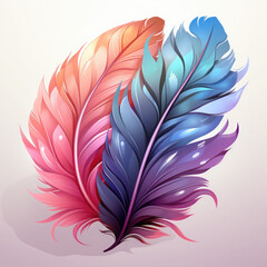 Watercolor soft pastel detailed feather in watercolor style vector, clipart Illustration, Generative Ai