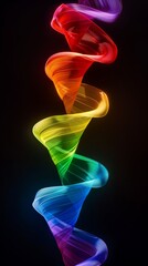 Naklejka premium Vibrant swirling ribbon in rainbow colors against a dark background