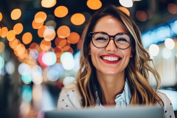 Laptop-wielding girl, her expression gleeful, brings vibrancy to the digital workspace.