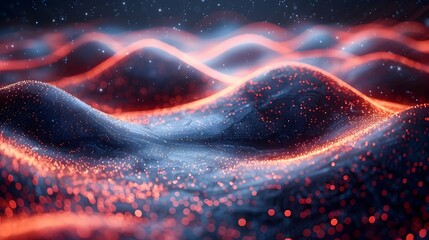 Ethereal Cosmic Landscape Undulating Waves of Light and Energy in a Dreamlike Celestial Realm