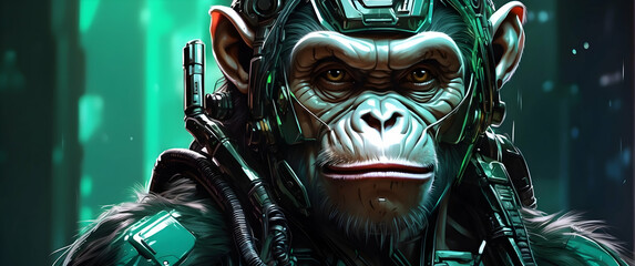 An intriguing sci-fi scene with a creature carrying futuristic gadgets, peeking from behind a blurred space