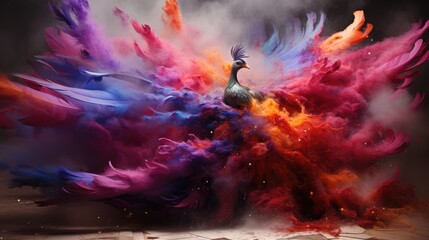 Fototapeta premium a image mystical ethereal bird melting dripping swirling sublimating exploding into colorful smoke