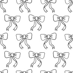 Gift Bows Seamless Pattern. Ribbon Vintage Doodle 