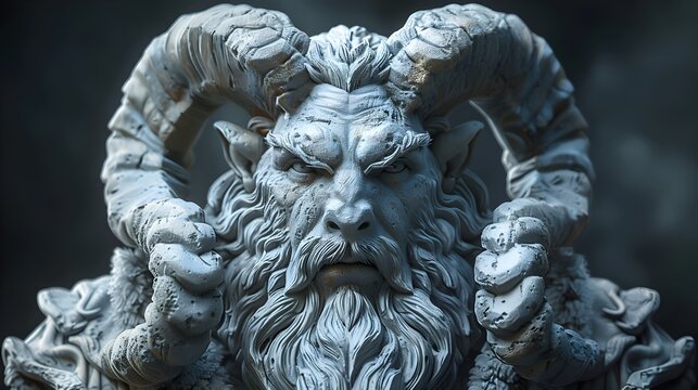 Majestic Mythical Anyon Deity Sculpture in Dramatic 3D Rendering