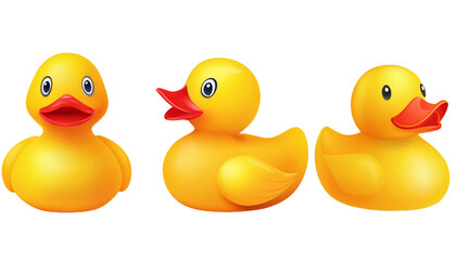 Yellow rubber duck isolated on white background, png
