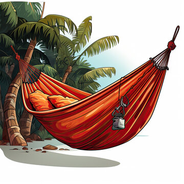 orange hammock relaxing under palm trees clip art preview