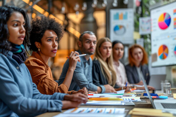 Obraz premium Diverse Team Analyzing Data at Business Meeting