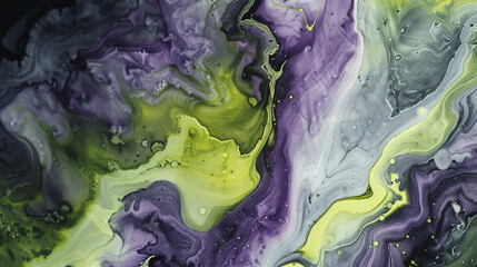 Obraz premium Watercolor abstract art, purple green yellow grainy