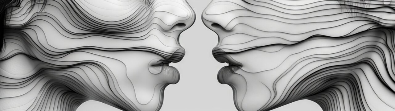 Skizze des Gesichts eines M&auml;dchens mit schwarz-wei&szlig;er Strichzeichnung einer weiblichen Figur. Konzept: Mode und Stil