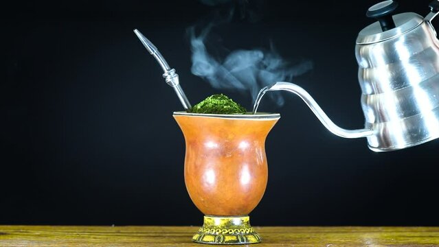 Traditional chimarrão prepared with yerba mate (ilex paraguariensis). 