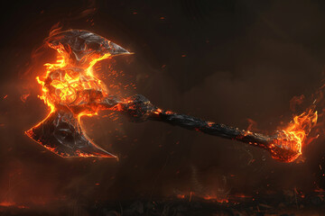 Infernal avenger's mace smoldering with infernal rage, incinerating sinners with divine wrath.