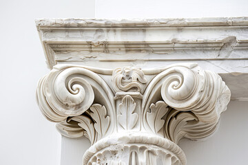 Naklejka premium A white marble column with a leafy design on it
