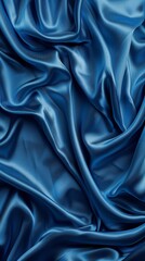 Fototapeta premium A blue fabric with a pattern of waves. The fabric is smooth and shiny. The blue color is vibrant and eye-catching