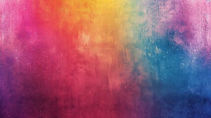 Vibrant abstract painting in red, pink, and blue hues on textured background