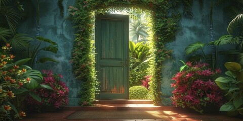 Step into a vibrant gateway symbolizing fresh chances and personal development, perfect for real estate and life coaching.