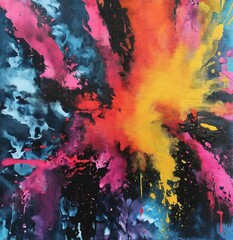 Abstract fabric spray painting on canvas. Contemporary painting. Modern poster for wall decoration