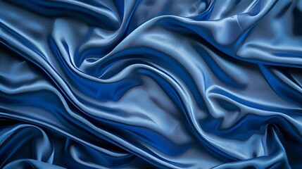 Obraz premium A blue fabric with a pattern of waves. The fabric is smooth and shiny. The blue color is vibrant and eye-catching