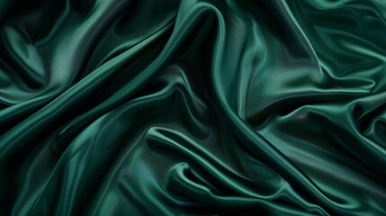 Fototapeta premium A green fabric with a pattern of squares and diamonds. The fabric is rolled up and has a shiny, metallic appearance