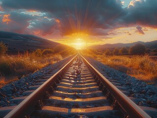 Embarking on a career quest, following the railroad into the sunset, a nostalgic journey ripe for travel blogs and coming-of-age tales.
