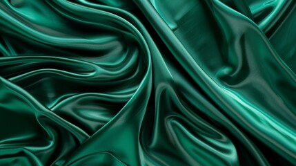 Obraz premium A green fabric with a pattern of squares and diamonds. The fabric is rolled up and has a shiny, metallic appearance