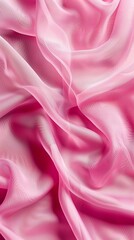 A pink fabric with a wave pattern. The fabric is soft and smooth to the touch. The color pink is vibrant and eye-catching, making the fabric stand out