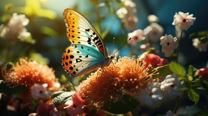 Obraz premium a picture pearl butterfly with the colorful flowers