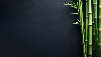 Bamboo branches on dark background with copyspace for a banner or poster