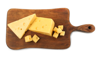 Cut fresh delicious cheese isolated on white