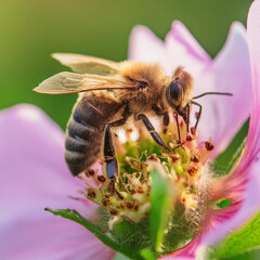 foto macro ape fiore miele 