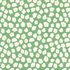 Camomile seamless pattern. Simple floral endless background. Mayweed flower ornament tile. Happy summer botanic repeat cover. Vector hand drawn illustration.